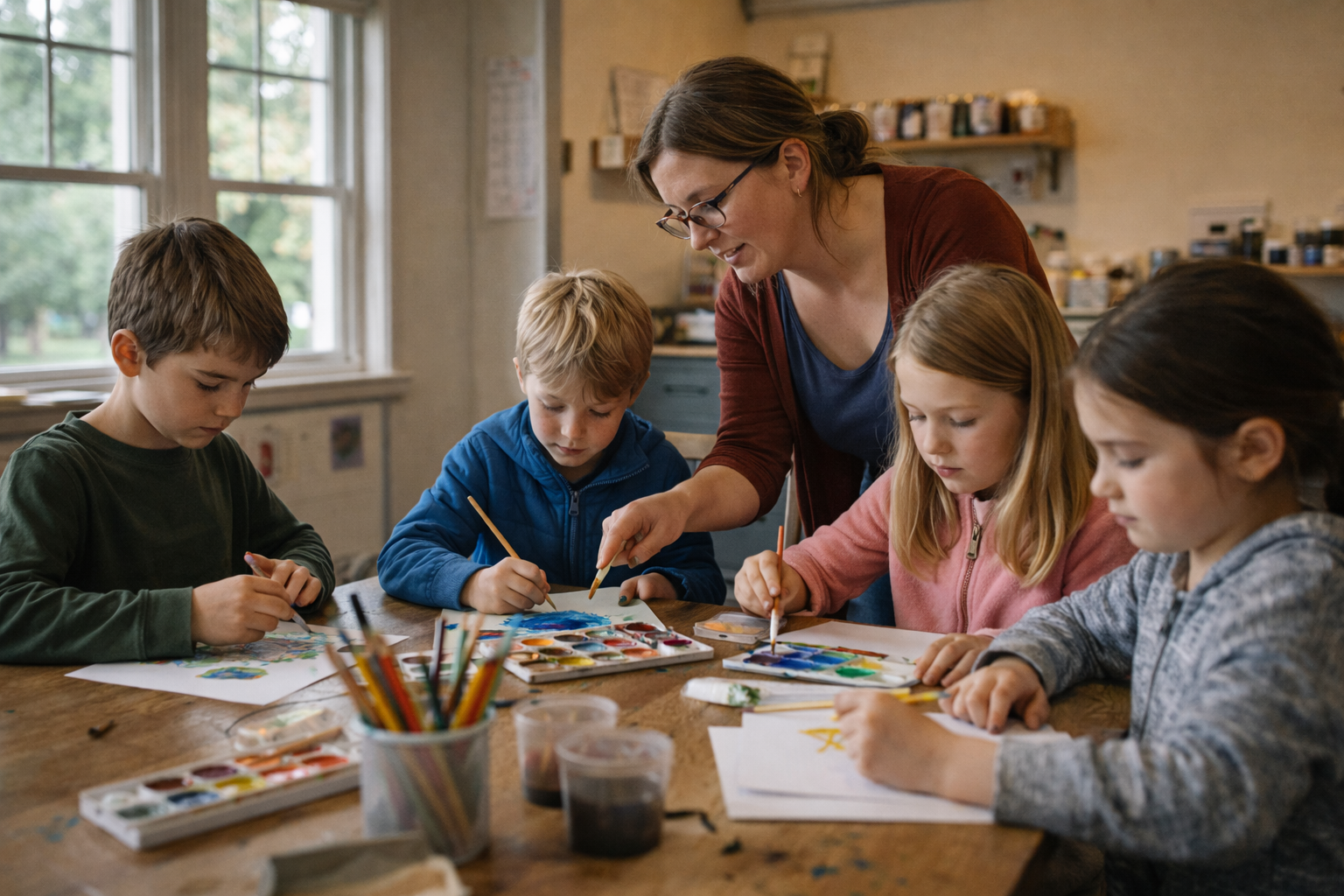 children painting with teacher in art class directory Educational Fun for Kids: Vancouver BC children-painting-with-teacher-in-art-class-directory