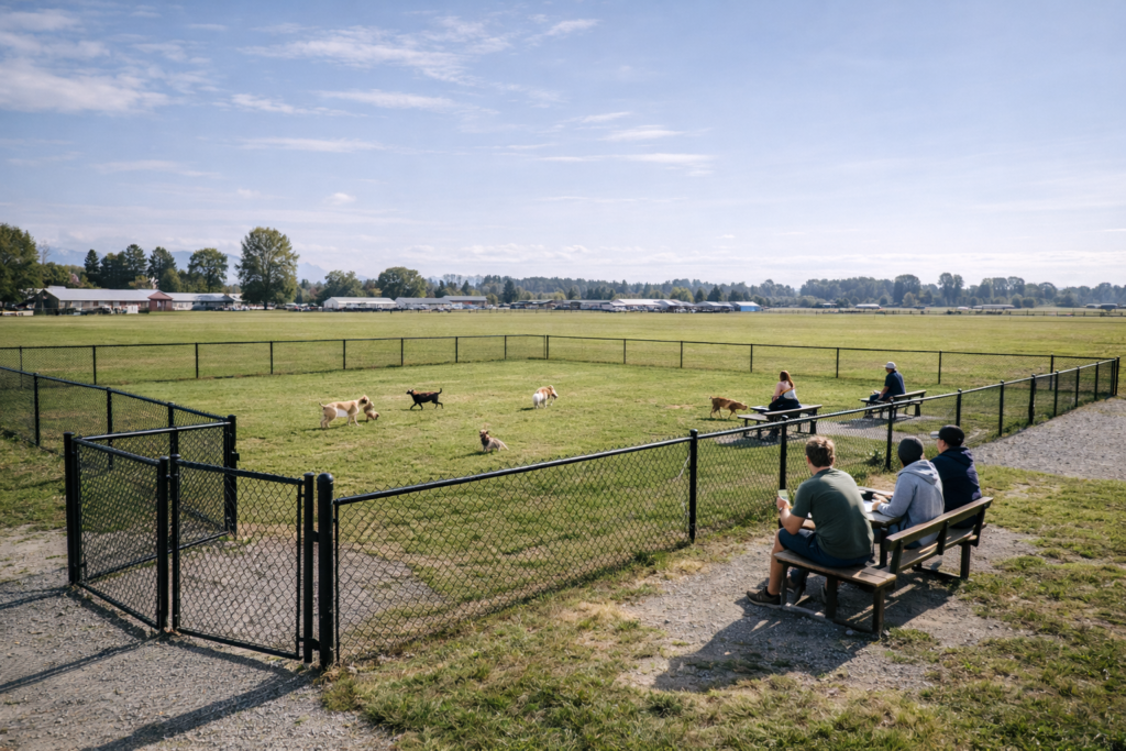 dog park in maple ridge people and pets enjoy sunny day Vancouver Dog Parks & Pet Services dog-park-in-maple-ridge-people-and-pets-enjoy-sunny-day