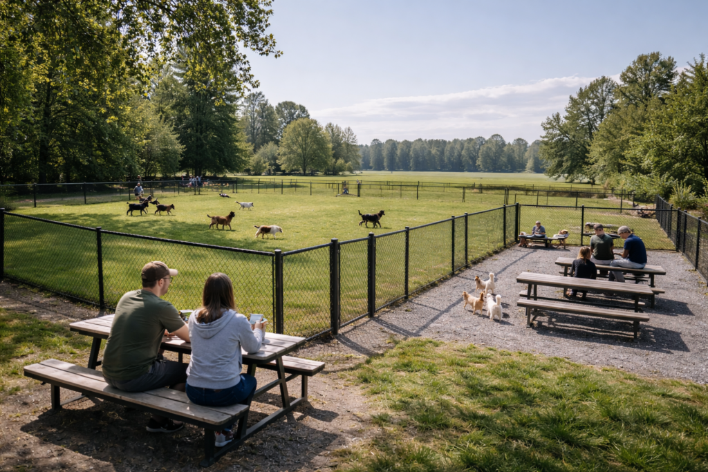 dogs playing in fenced area with people directory Vancouver Dog Parks & Pet Services dogs-playing-in-fenced-area-with-people-directory
