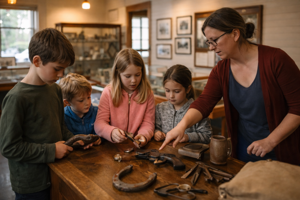 exploring historical artifacts at maple ridge museum children learning Educational Fun for Kids: Vancouver BC exploring-historical-artifacts-at-maple-ridge-museum-children-learning