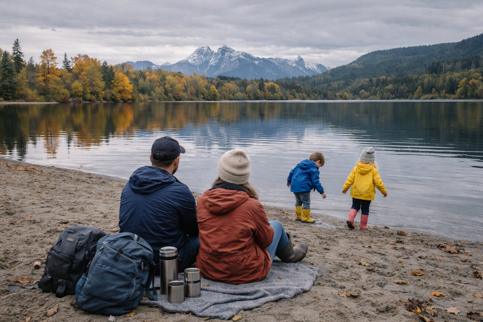 family day at lake maple ridge autumn scenery with mountains Vancouver BC Fall Fun Family Activities family-day-at-lake-maple-ridge-autumn-scenery-with-mountains