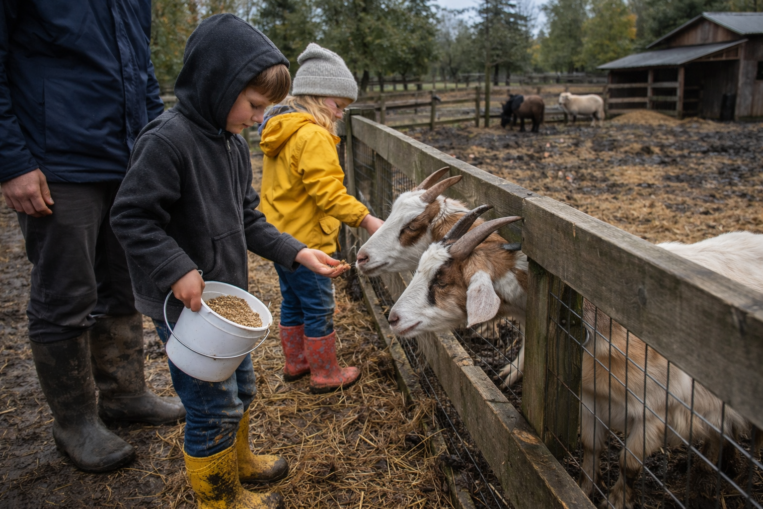 feeding goats by children at farm directory Vancouver BC Fall Fun Family Activities feeding-goats-by-children-at-farm-directory
