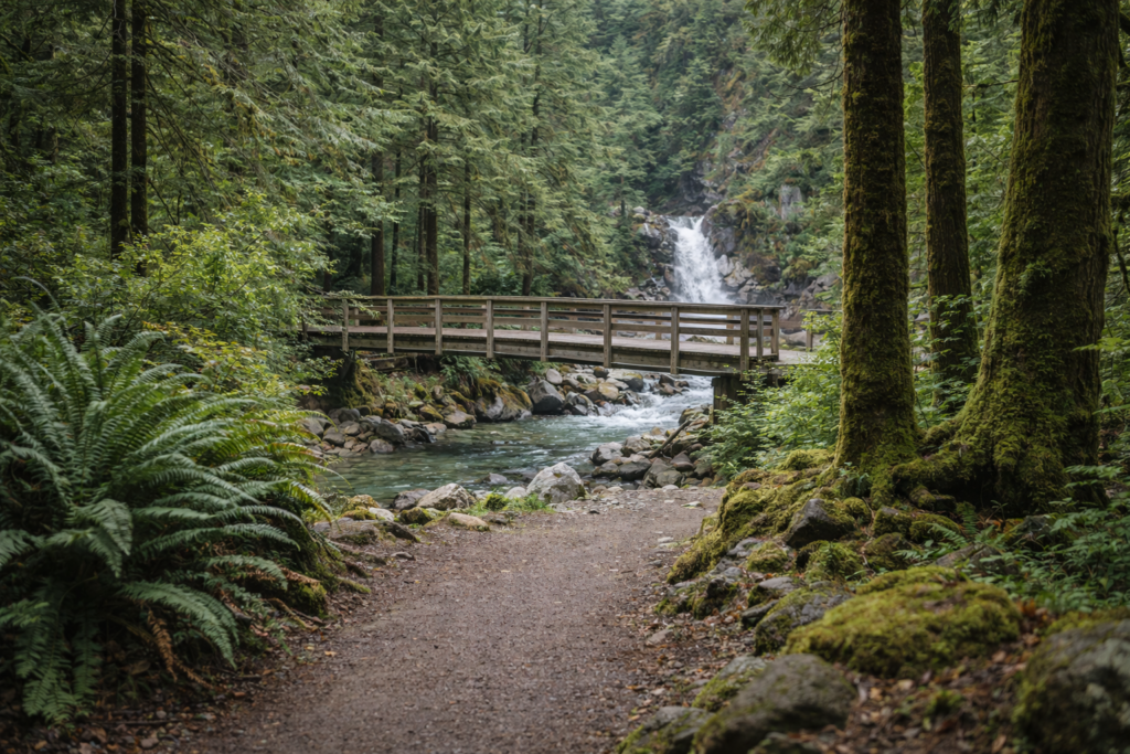 forest path with bridge and waterfall maple ridge Vancouver BC Day Trip Guide: Local Spots Worth Your Time forest-path-with-bridge-and-waterfall-maple-ridge