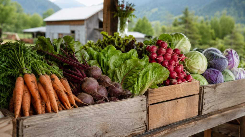 fresh vegetables at market vancouver local farmers produce A Vancouver Farmers Market and Local Food Guide