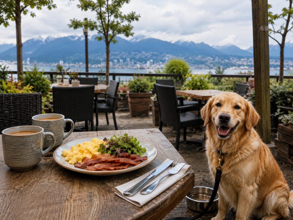 golden retriever brekkie with coffee vancouver local Where to Eat With Your Dog in Vancouver BC golden retriever brekkie with coffee vancouver local Where to Eat With Your Dog in Vancouver BC