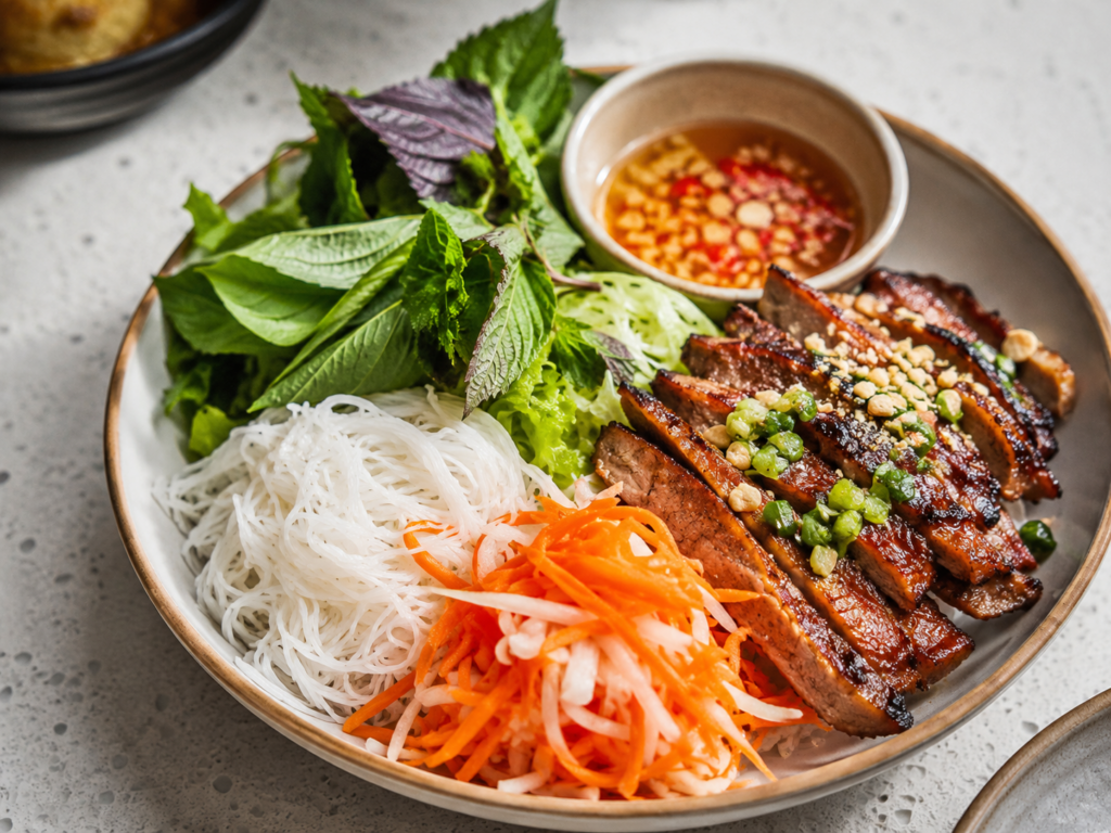 grilled meat noodles with herbs and dipping sauce vancouver local Where locals actually eat in vancouver bc