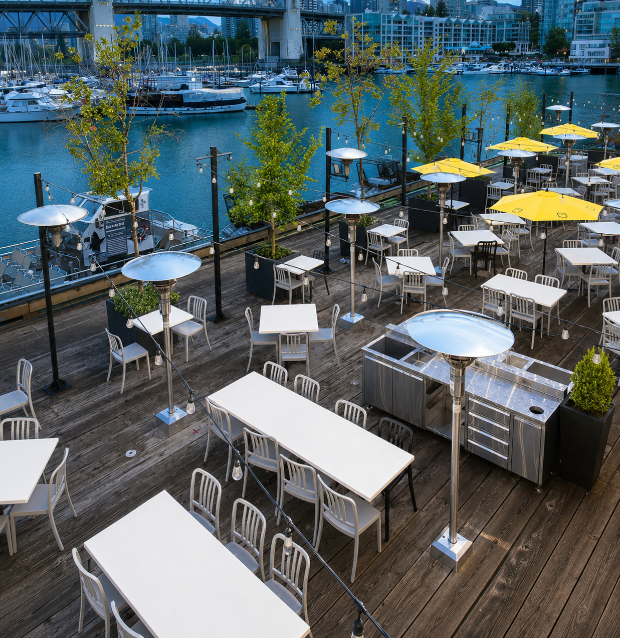 outdoor patio dining with yellow umbrellas vancouver local Vancouver BC Patios worth knowing about