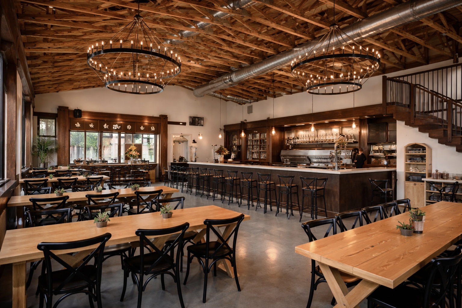 rustic restaurant interior with bar directory