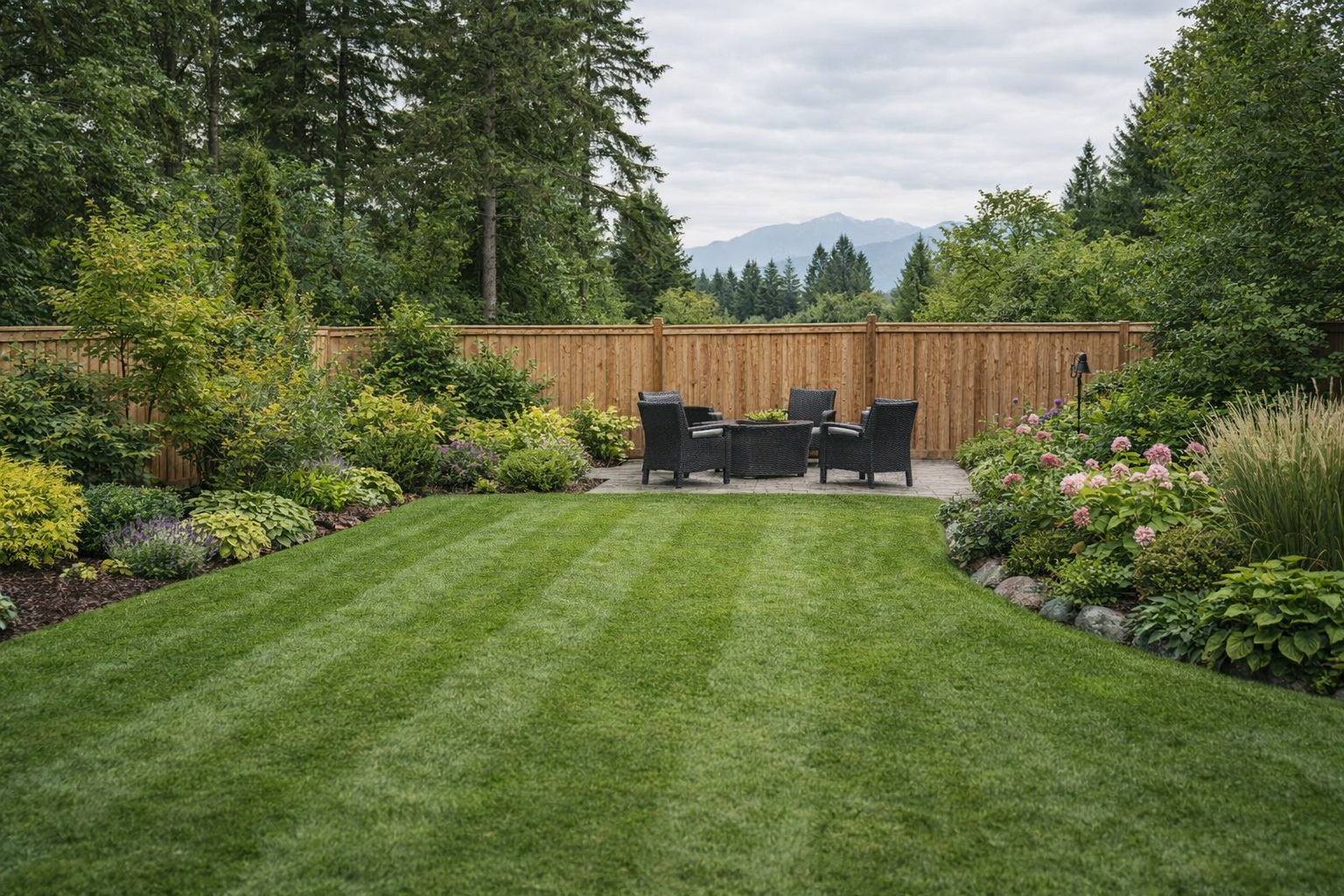 serene landscaped garden with chairs maple ridge outdoors Top Vancouver BC Home Service Landscapers serene-landscaped-garden-with-chairs-maple-ridge-outdoors