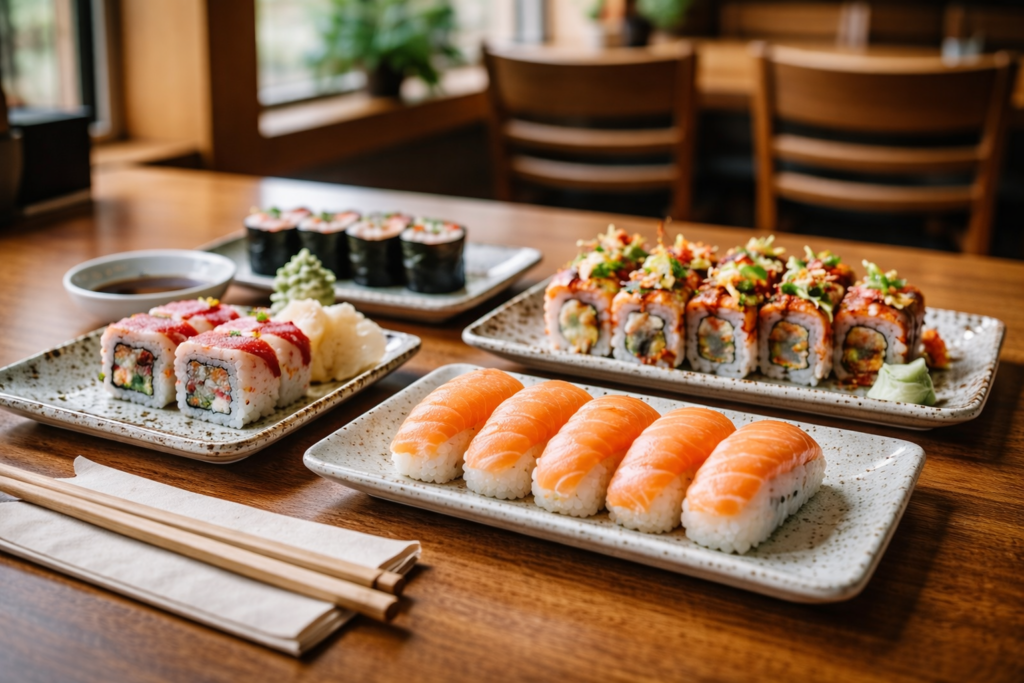 sushi platter with salmon rolls maple ridge restaurant Sushi in Vancouver sushi-platter-with-salmon-rolls-maple-ridge-restaurant