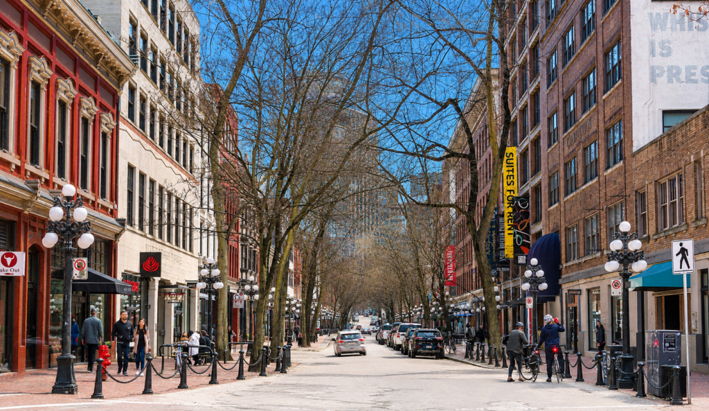 granville-street-in-vancouver-local-spring-daytime-urban-scene granville street in vancouver local spring daytime urban scene About