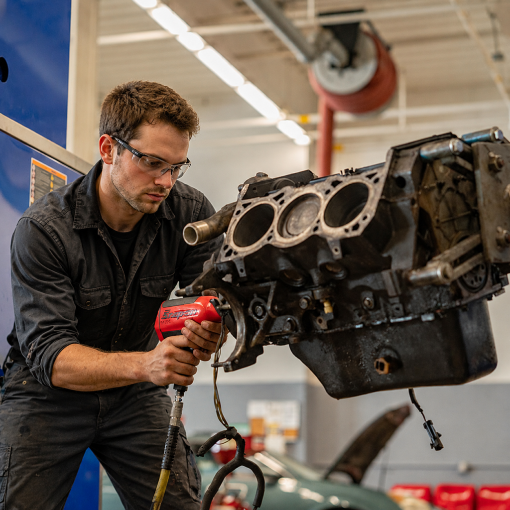 mechanic working on engine block vancouver local Vancouver Local