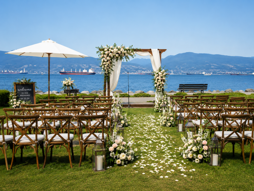 outdoor wedding setup vancouver local floral decorations 2023 Best Vancouver BC Wedding Venue