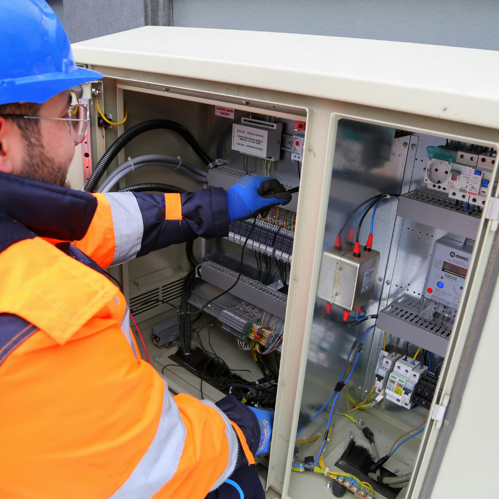 Vancouver Industrial Electric commercial electrician working on electrical panel