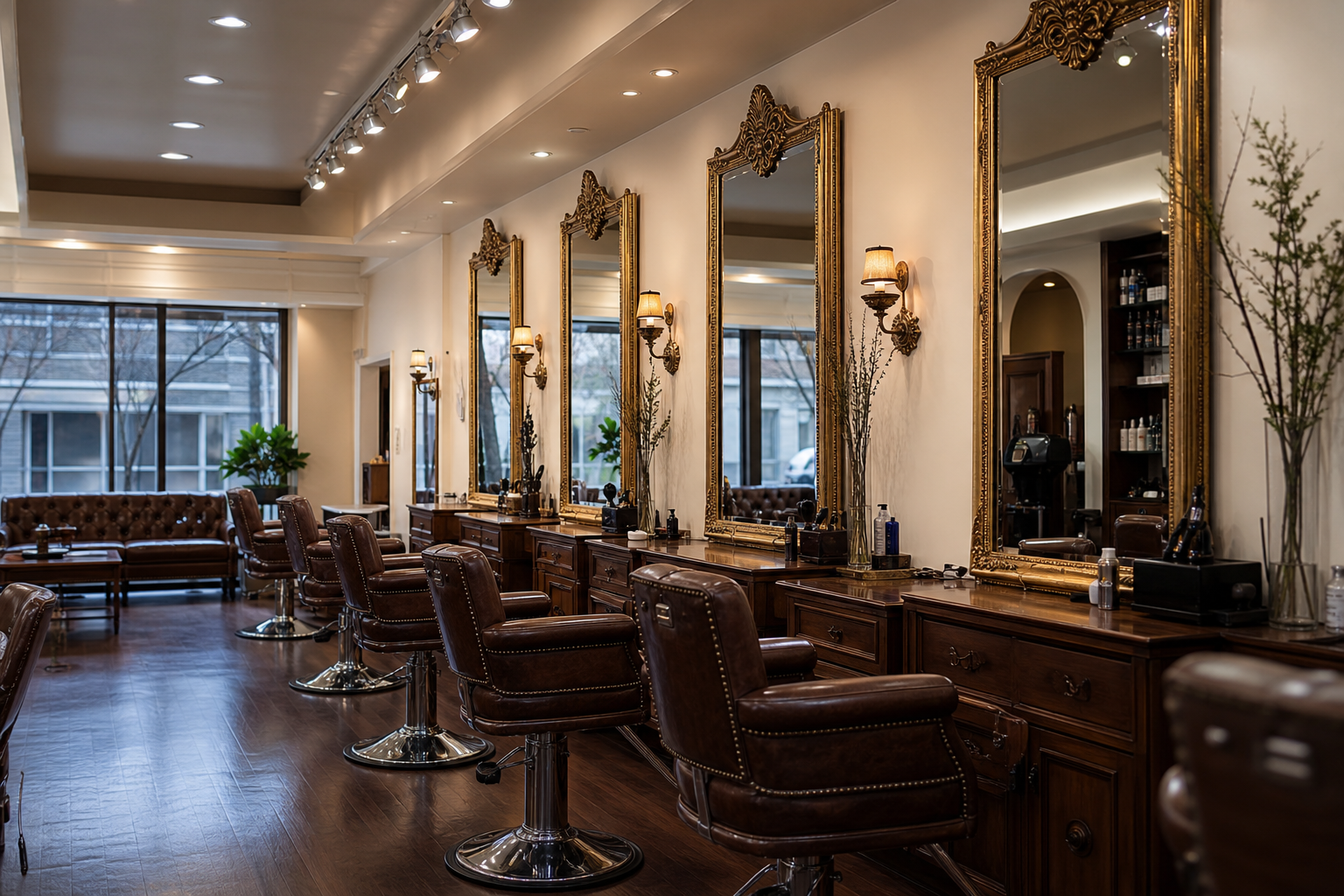 shop2 Top Hair Salons in Vancouver Suki's Downtown salon interior on West Georgia Street with classic styling chairs