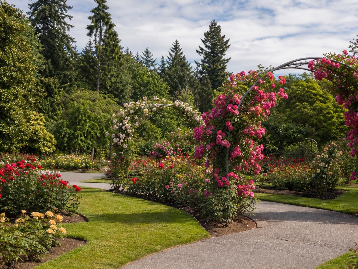 stanley park rose garden arbours vancouver Vancouver BC Photo Spots Beautiful Views Stanley Park Rose Garden with rose arbours, climbing roses, and garden paths
